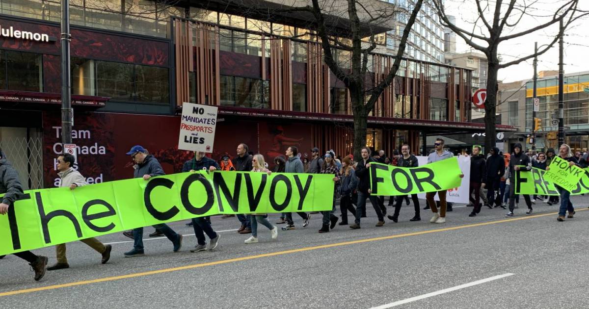 Protest fills downtown Vancouver streets with opponents of COVID-19 vaccines