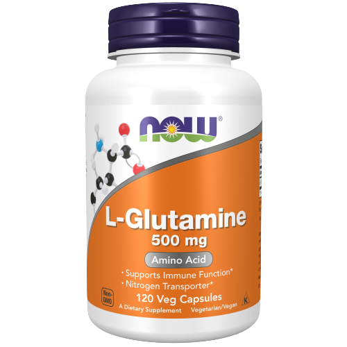 NOW Supplements, L-Glutamine 500 mg, Nitrogen Transporter, Amino Acid, 120 Veg Capsules 120 Count (Pack of 1)