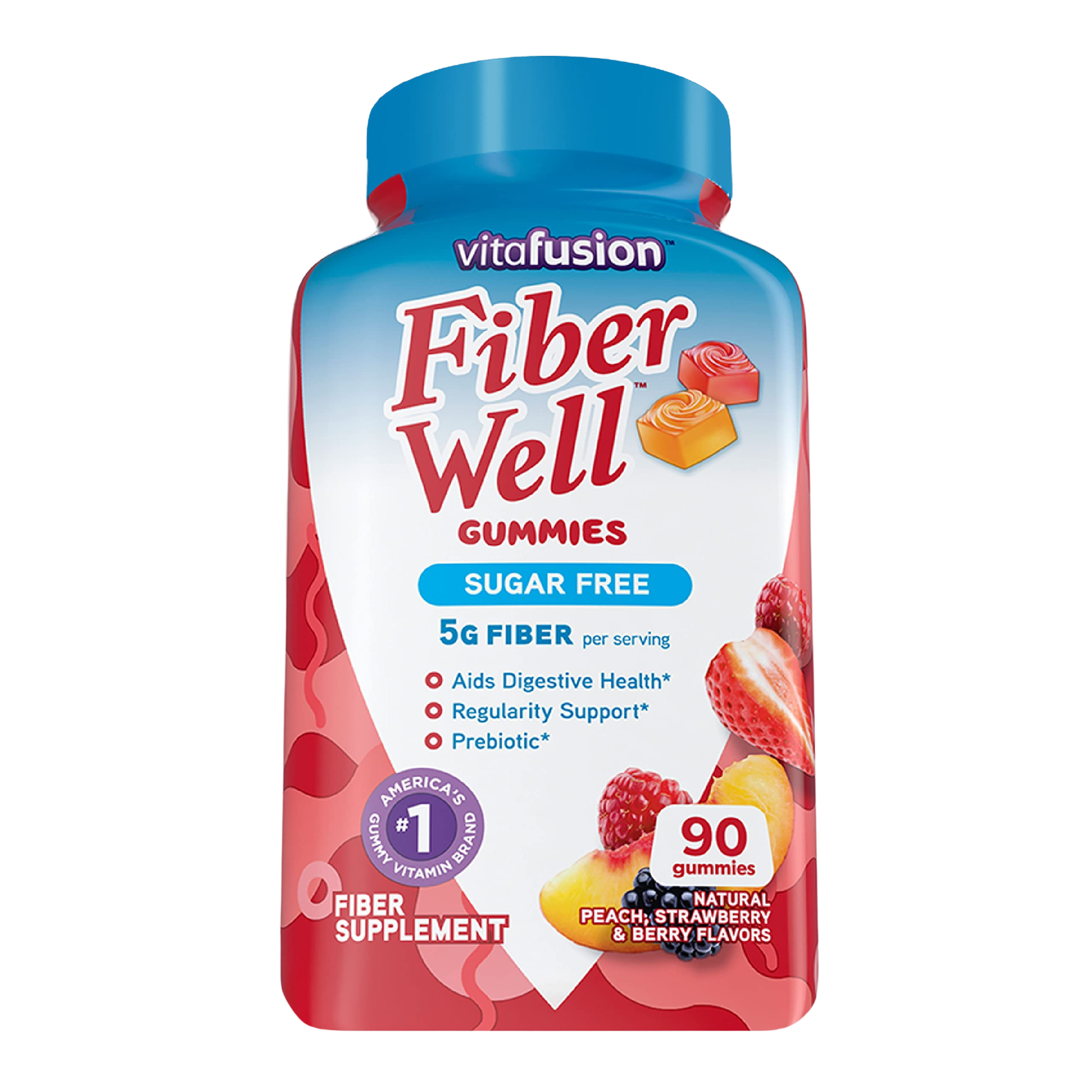 Vitafusion Fiber Well Sugar-Free Fiber Supplement, Peach, Strawberry And Blackberry Flavored Supplements