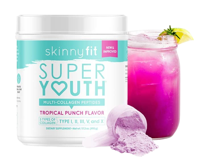 SkinnyFit Super Youth Tropical Punch Multi-Collagen Peptides Plus Apple Cider Vinegar, Hyaluronic Acid, & Vitamin C