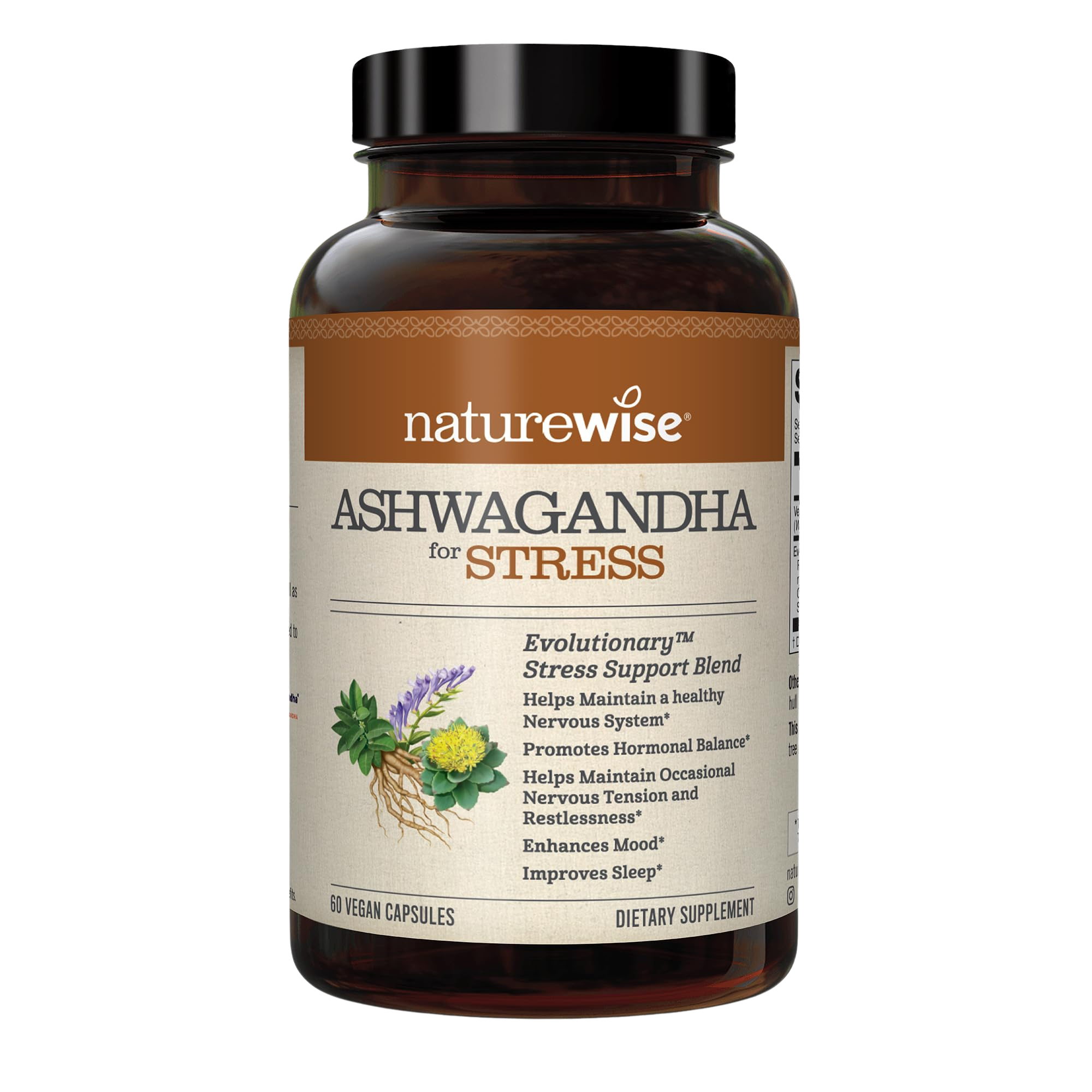 NatureWise Ashwagandha for Stress | Calming KSM-66 Herbal Supplement Extract + GABA