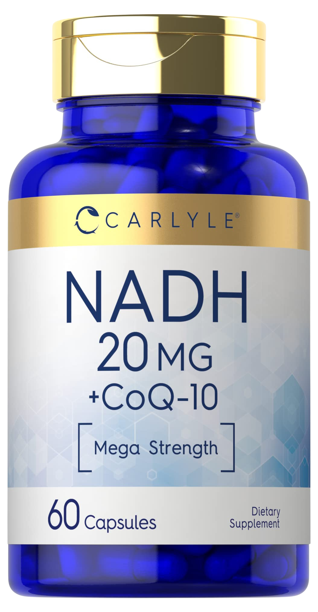 Carlyle NADH Supplement 20mg | with CoQ10 | 60 Capsules | Mega Strength | Non-GMO, Gluten Free