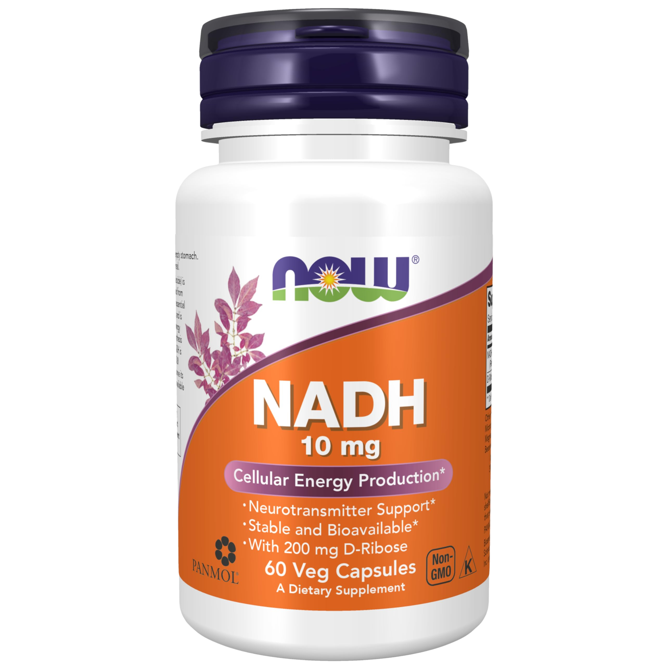 NOW Supplements, NADH (Reduced Nicotinamide Adenine Dinucleotide) 10 mg with 200 mg D-Ribose, 60 Veg Capsules